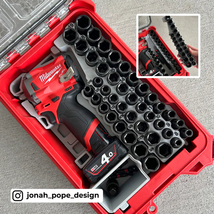 Packout Insert for M12 Stubby & 43pc Shockwave Socket Set – Fits Milwaukee 48228435 Organizer