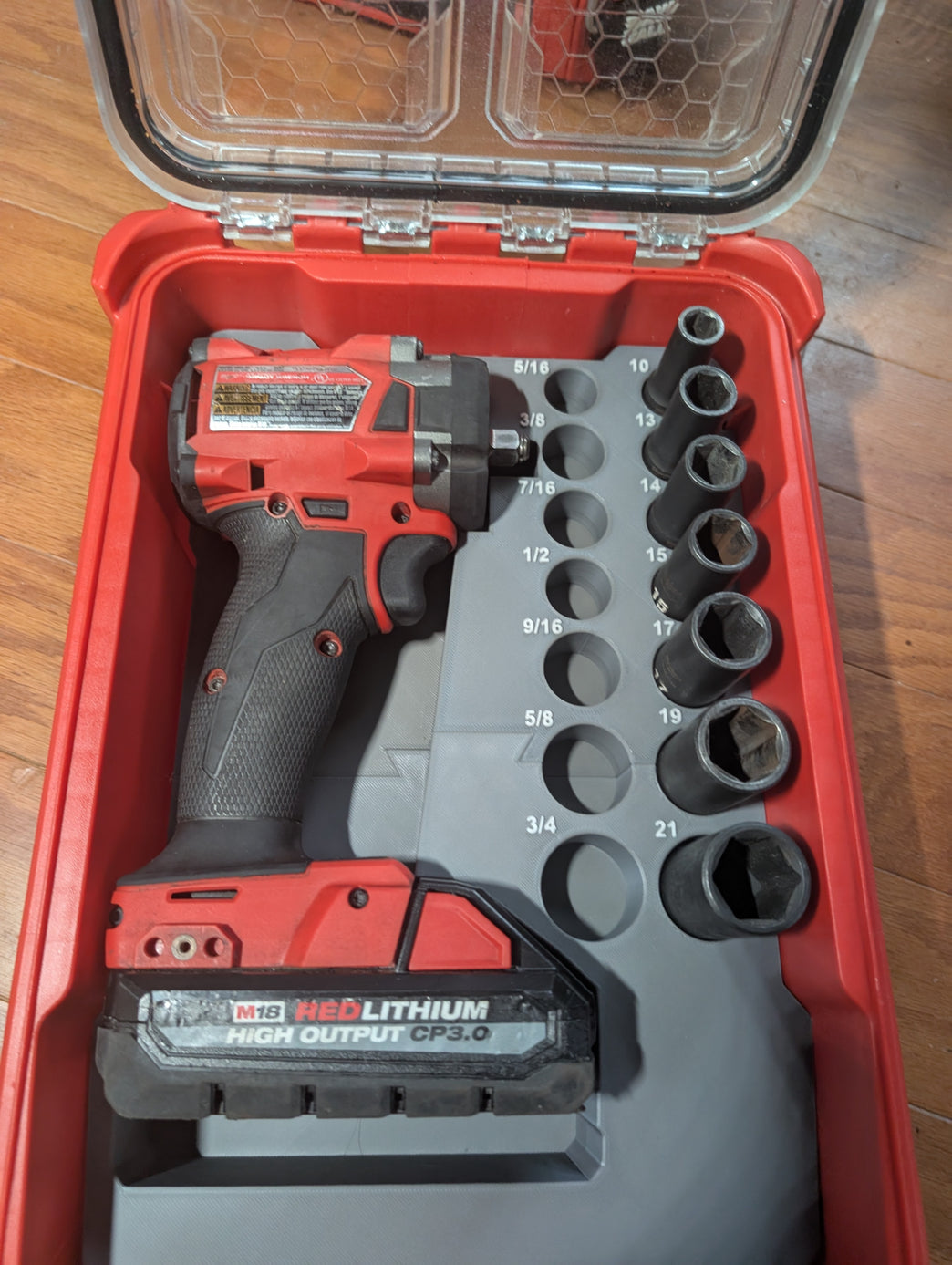 Compact Insert – Fits Milwaukee Packout 5 Compartment Organizer (48-22-8435) for M18 3/8" Impact & Socket Sets