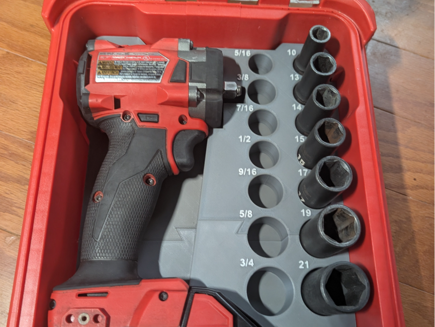 Compact Insert – Fits Milwaukee Packout 5 Compartment Organizer (48-22-8435) for M18 3/8" Impact & Socket Sets