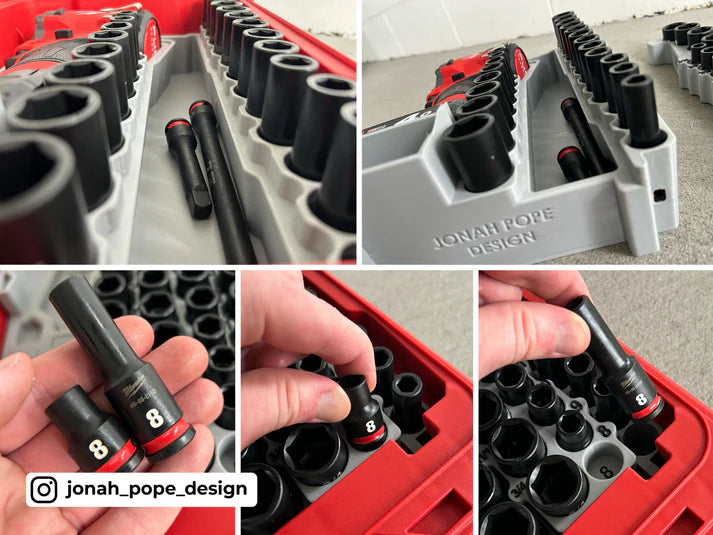 Packout Insert for M12 Stubby & 43pc Shockwave Socket Set – Fits Milwaukee 48228435 Organizer