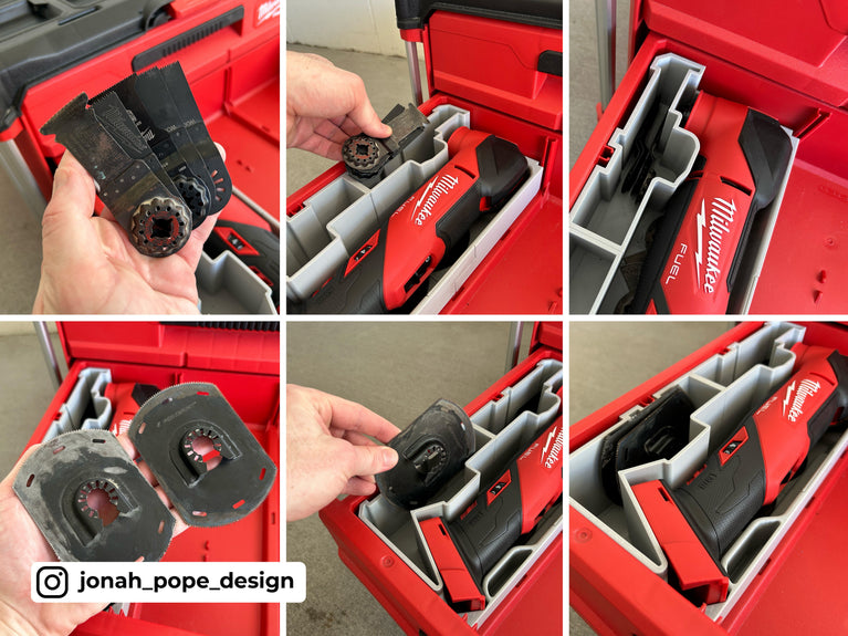 Milwaukee PACKOUT 3-Drawer 48228443 M18 FUEL Multi-Tool Slimline drawer insert (Left section) - blade dividers and tubs