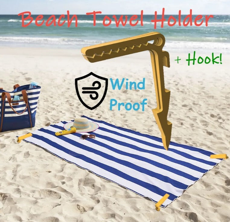 Beach Towel Holder-Peg - no more flying towel/tent (Set of 4 - 3D Printed)