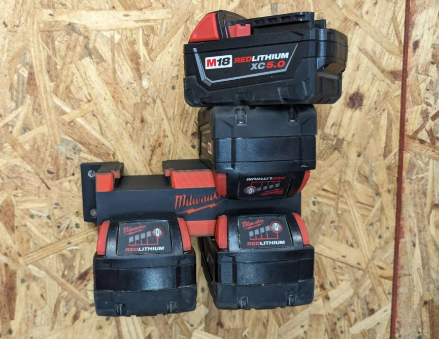 Milwaukee M18 Battery 4x Packout Wall Mount (3D Printed)