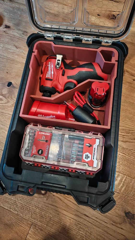 Milwaukee PACKOUT M12BLIDRC, M12 Battery, USB Charger & Bit Set Insert | PACKOUT Compact Organiser