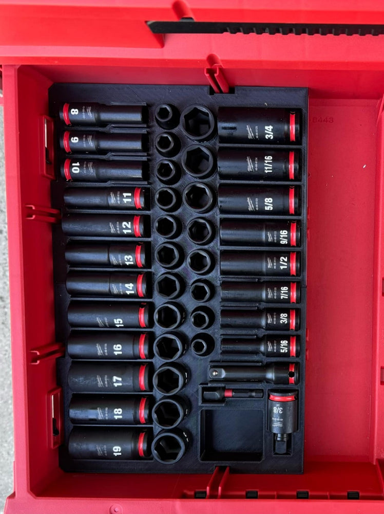 Milwaukee 43pc 3/8" Impact Sockets (49-66-7009) Insert | PACKOUT 3-Drawer Tool Box