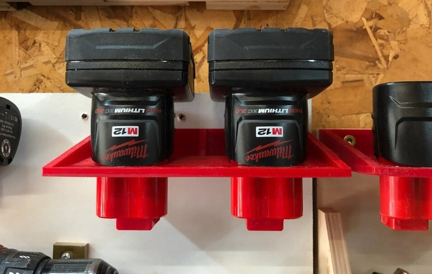 Milwaukee M12 Battery Holder - Durable PETG 3D-Printed Holder