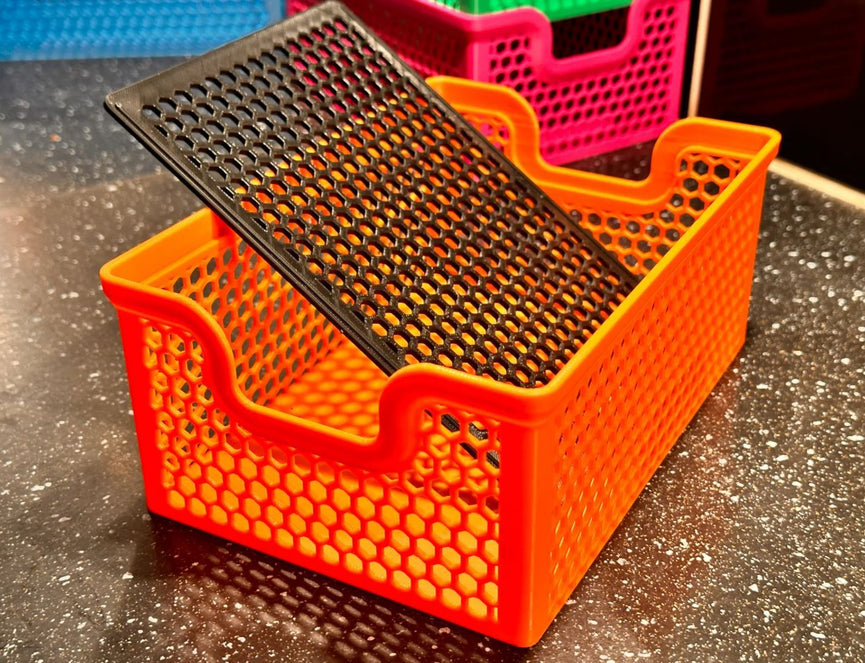 Stacking Storage Basket - Optional Lid - 3D Printed