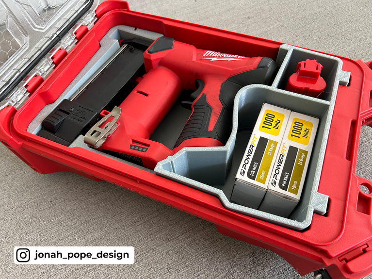 M12 Pin Nailer insert in Milwaukee PACKOUT Compact Organiser - main view