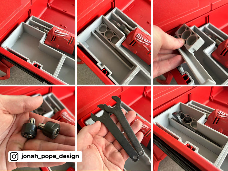 M12 Die Grinder | Fits Milwaukee PACKOUT Drawers 48-22-8443 Battery Holder