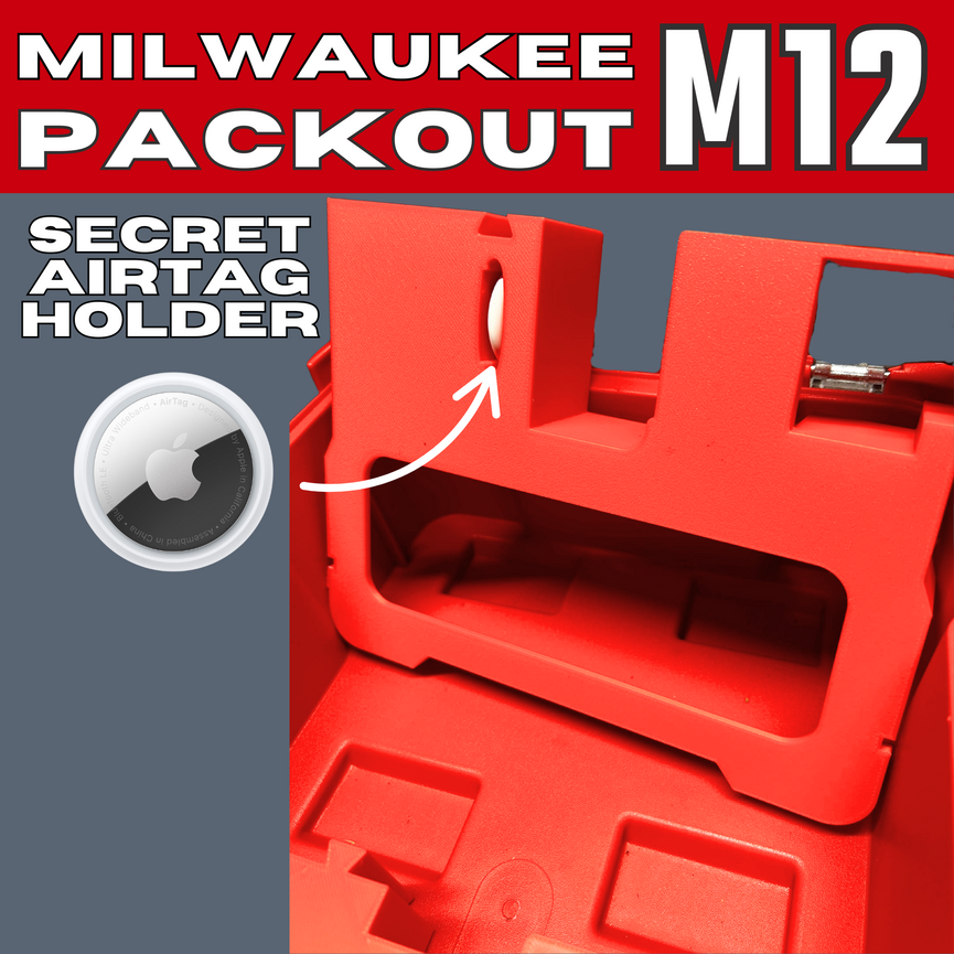Milwaukee PACKOUT Insert – M12 Drill, Impact Driver & Battery Holder with Hidden AirTag (3D Printed)
