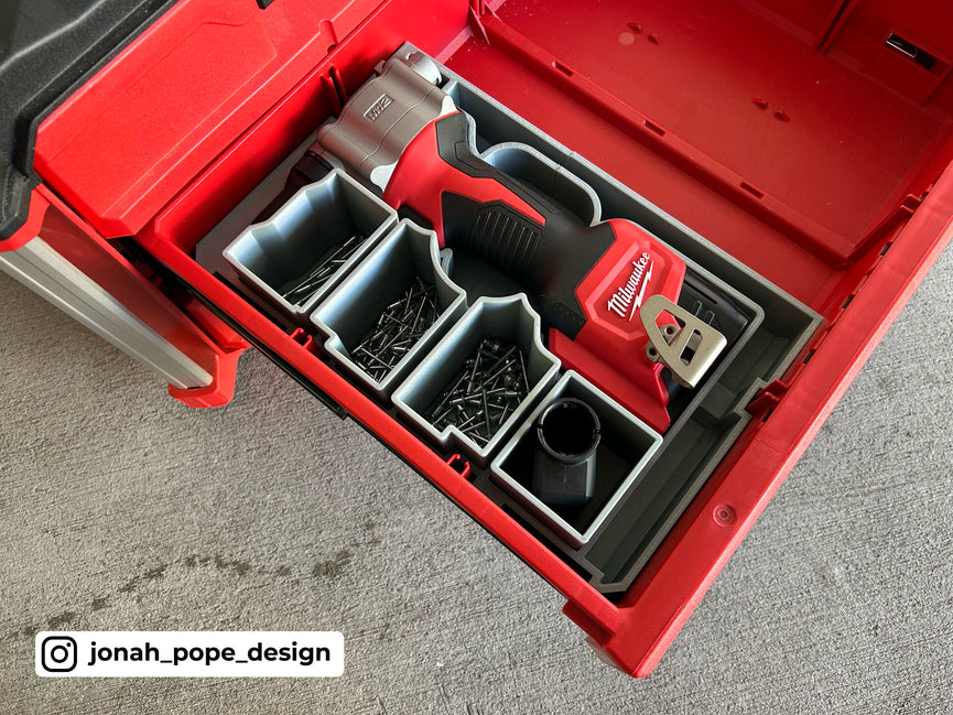 M12 Rivet Gun | Fits Milwaukee PACKOUT Drawers 48-22-8443 Battery Holder