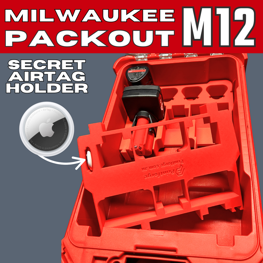 Milwaukee PACKOUT Insert – M12 Battery Holder with Hidden AirTag Slot (3D Printed)