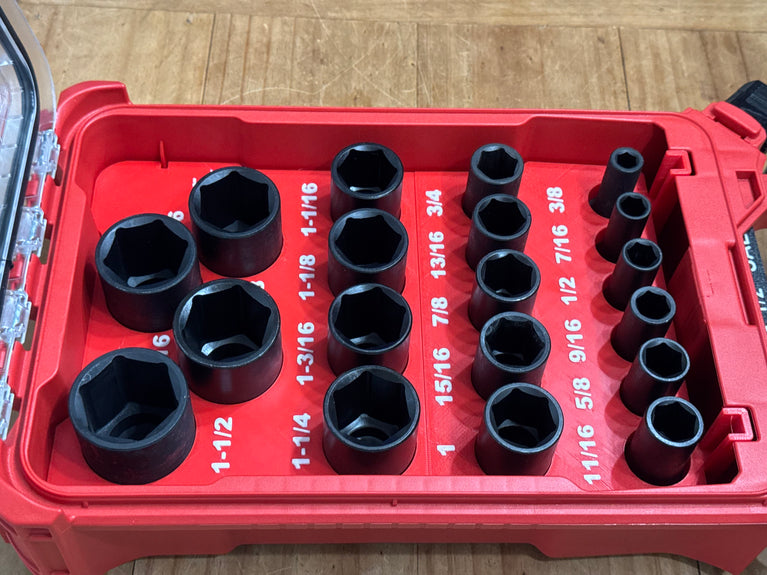 Milwaukee 1/2 Inch 19PC Deep SAE Socket PACKOUT Insert