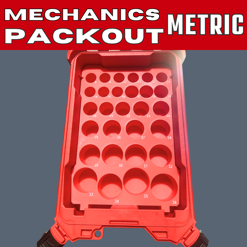 Mechanics Packout Tray – Metric (3D Printed Insert for Milwaukee Packout Compact Organizer)