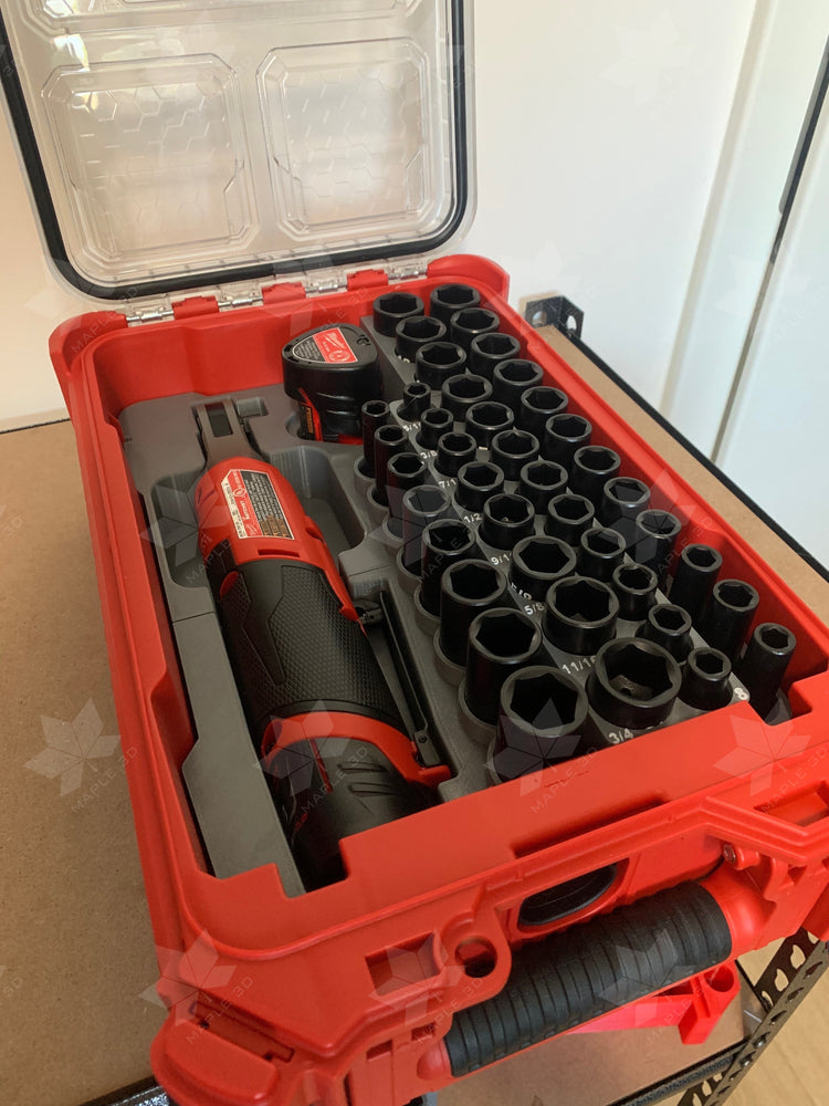 Milwaukee M12 High Speed Ratchet and 3/8 Impact Socket Set PACKOUT Insert