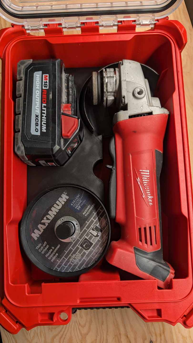 Milwaukee Packout Insert – Fits 5 Compartment Organizer (48-22-8435) for M18 Grinder