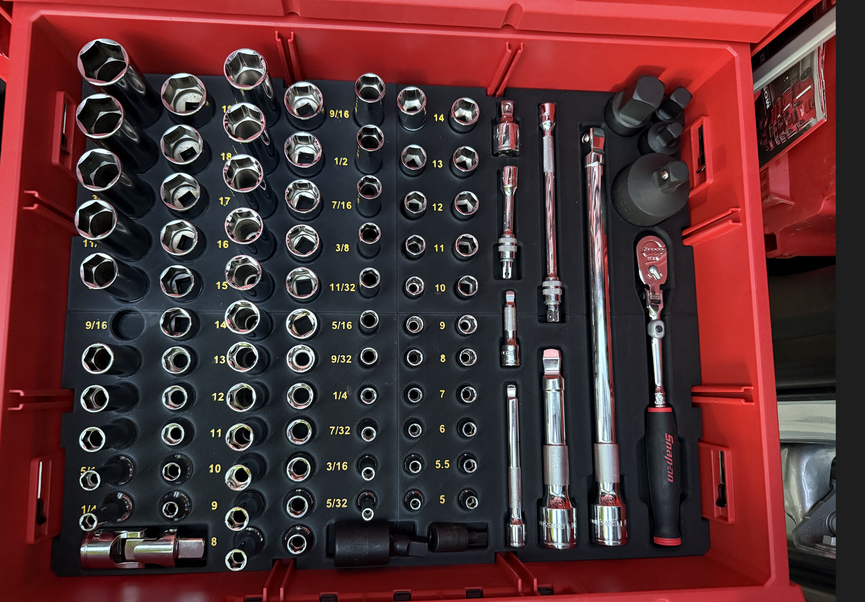 Milwaukee PACKOUT 3-Drawer Socket Organiser Insert — 48-22-8443