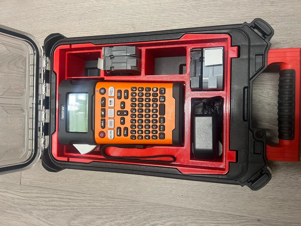 3D Printed Insert Tray for Brother P-Touch E300 – Fits Milwaukee PACKOUT Compact Organizer (4932464083)