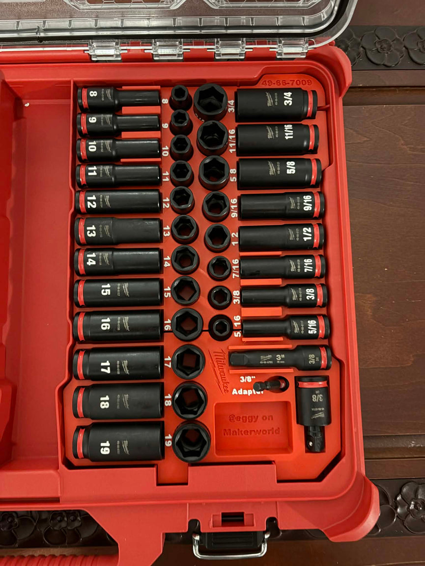 RIGHT1U 3/8in 43PC Socket Milwaukee PACKOUT Insert