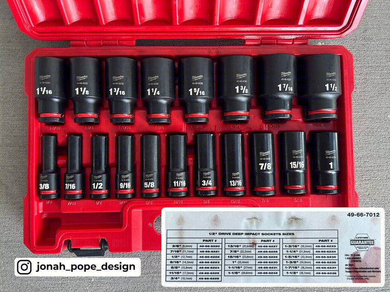 Milwaukee 1/2" Shockwave SAE Socket Set 19PC for Fits Milwaukee PACKOUT Organiser 48228435