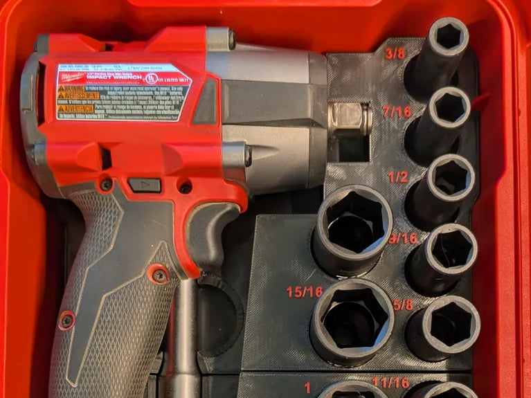 Insert for Milwaukee Packout 5-Compartment Organizer – Fits M18 1/2" Impact Wrench & 15pc SAE Socket Set