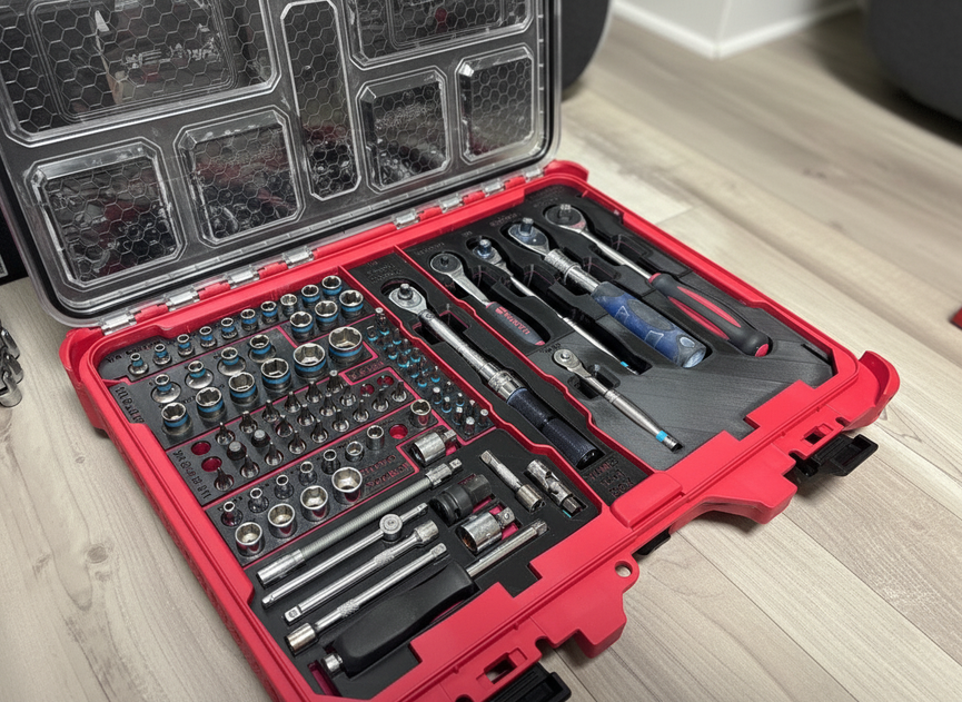 Milwaukee PACKOUT 1/4" + 3/8" Sockets & Tools Insert | PACKOUT Low-Profile Organiser 48-22-8431