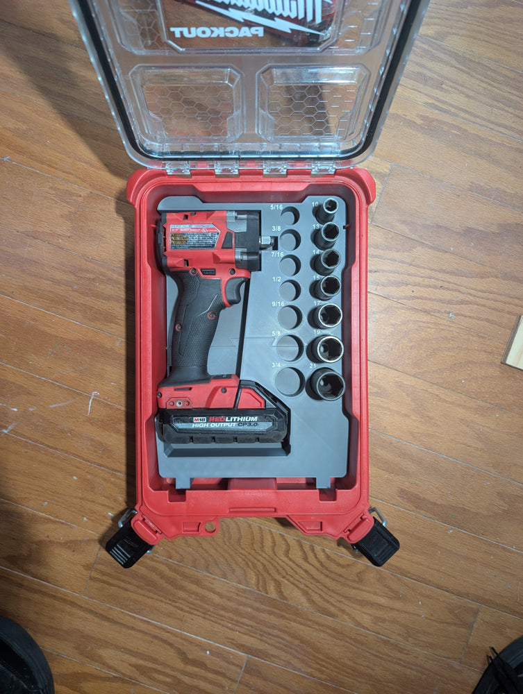 Compact Insert – Fits Milwaukee Packout 5 Compartment Organizer (48-22-8435) for M18 3/8" Impact & Socket Sets