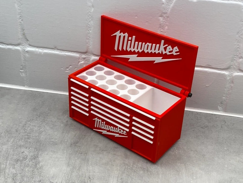 Milwaukee Toolbox Pen Holder - 3D Printed Desk Organizer  - Lid or No Lid Option