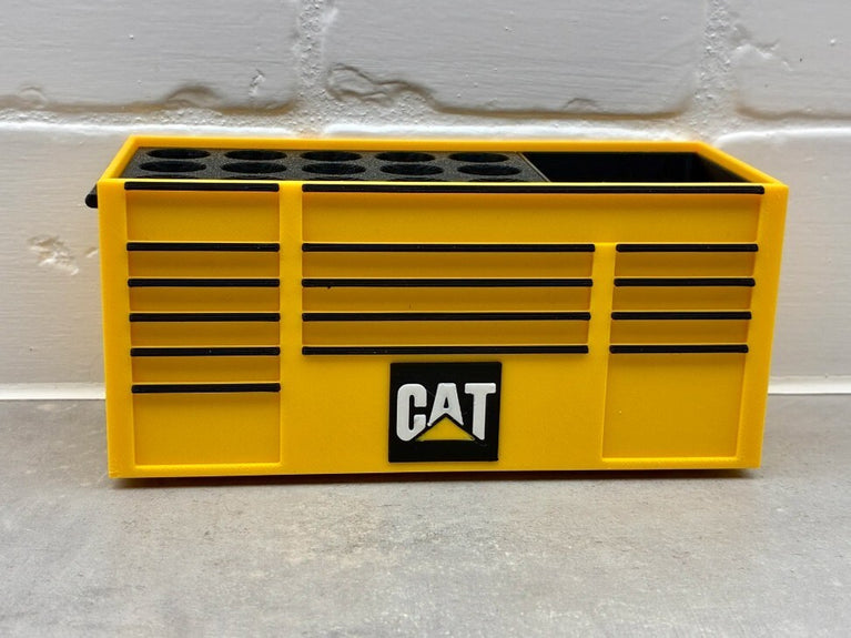 CAT  Toolbox Pen Holder - 3D Printed Desk Organizer  - Lid or No Lid Option