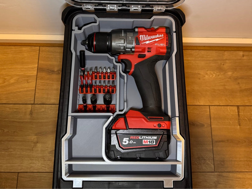 Milwaukee PACKOUT Compact Org Insert – M18 FPD3 Drill Inlay with Bit Storage Insert | PACKOUT Insert