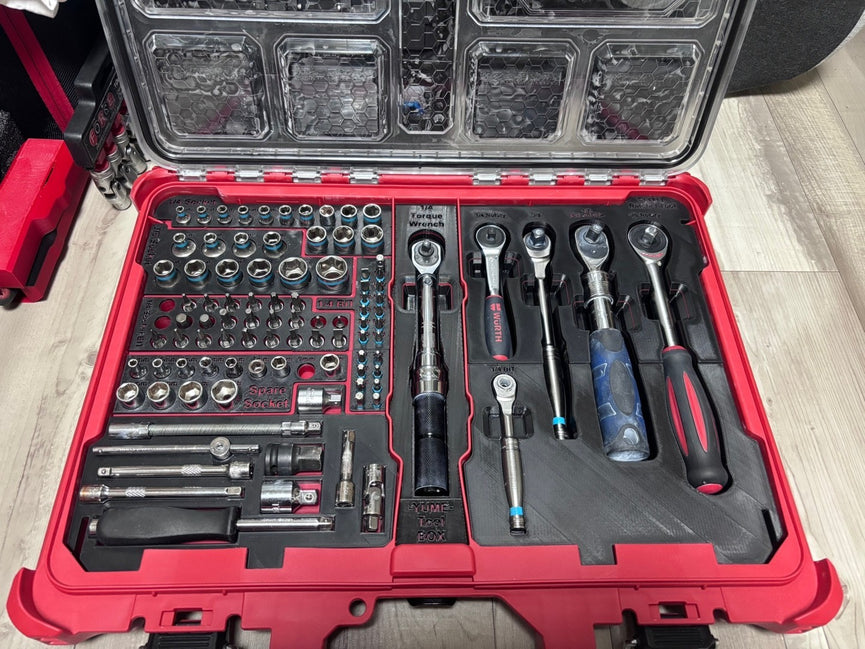 1/4" + 3/8" Sockets & Tools Milwaukee PACKOUT Low-Profile Organiser 48-22-8431
