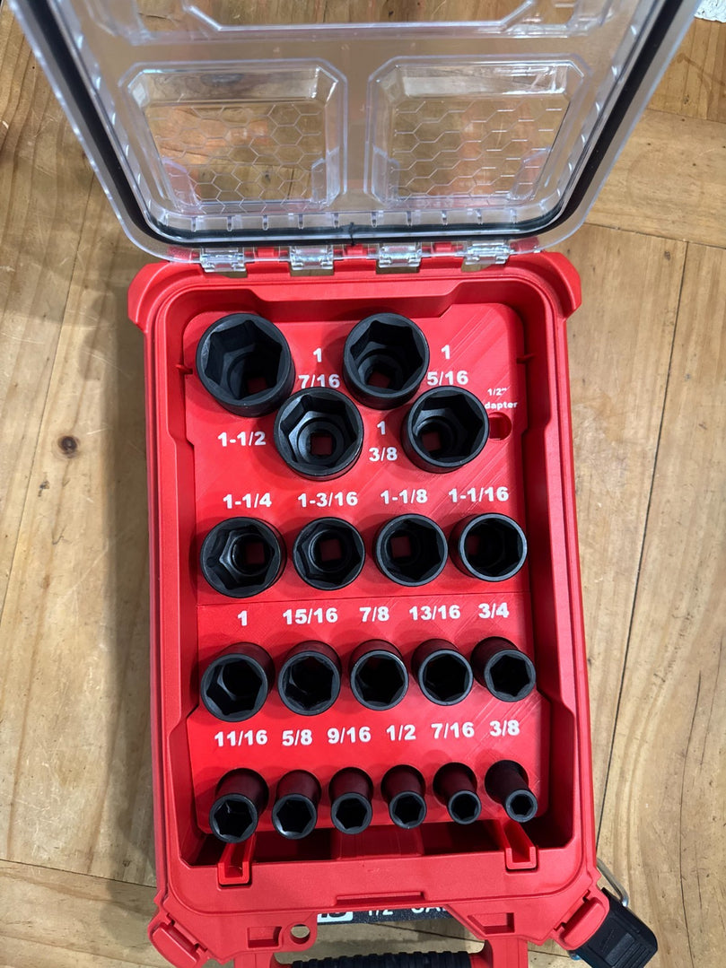 Milwaukee 19pc 1/2" SAE Sockets – 48-22-8435 Insert | PACKOUT Compact Organiser