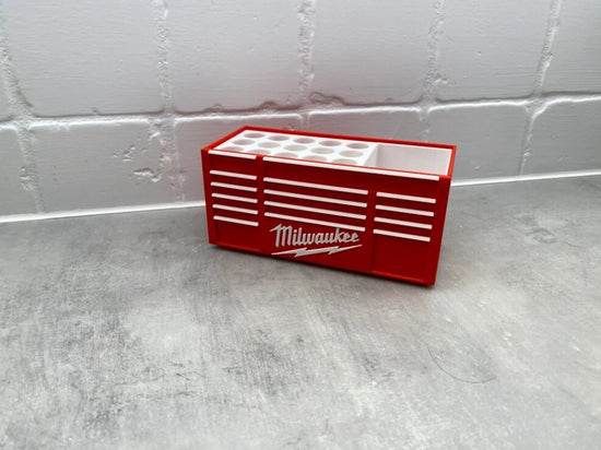 Milwaukee Toolbox Pen Holder - 3D Printed Desk Organizer  - Lid or No Lid Option