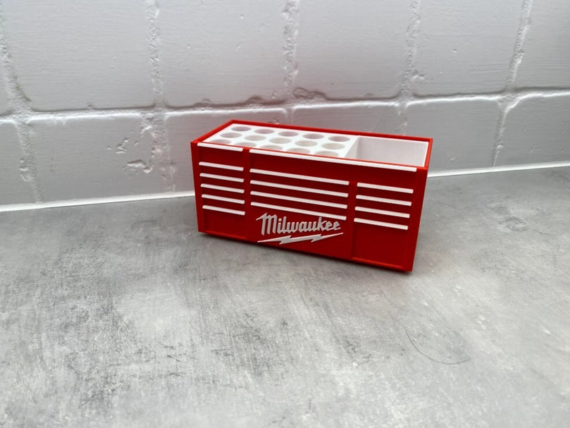 Milwaukee Toolbox Pen Holder - 3D Printed Desk Organizer  - Lid or No Lid Option