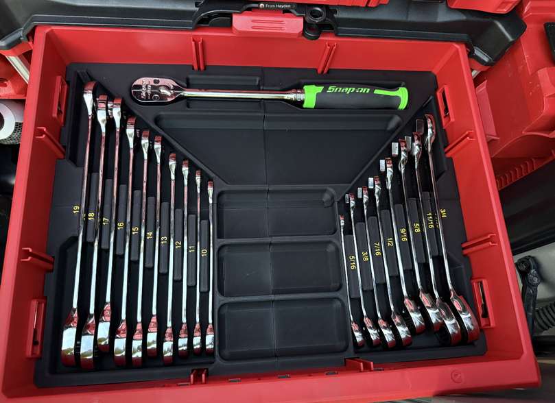 Milwaukee PACKOUT Snap-On BOERM712 + SAE Offset Wrench Insert | PACKOUT 3-Drawer Tool Box 48228443