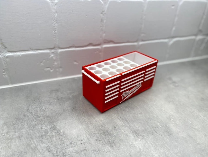 Milwaukee Toolbox Pen Holder - 3D Printed Desk Organizer  - Lid or No Lid Option
