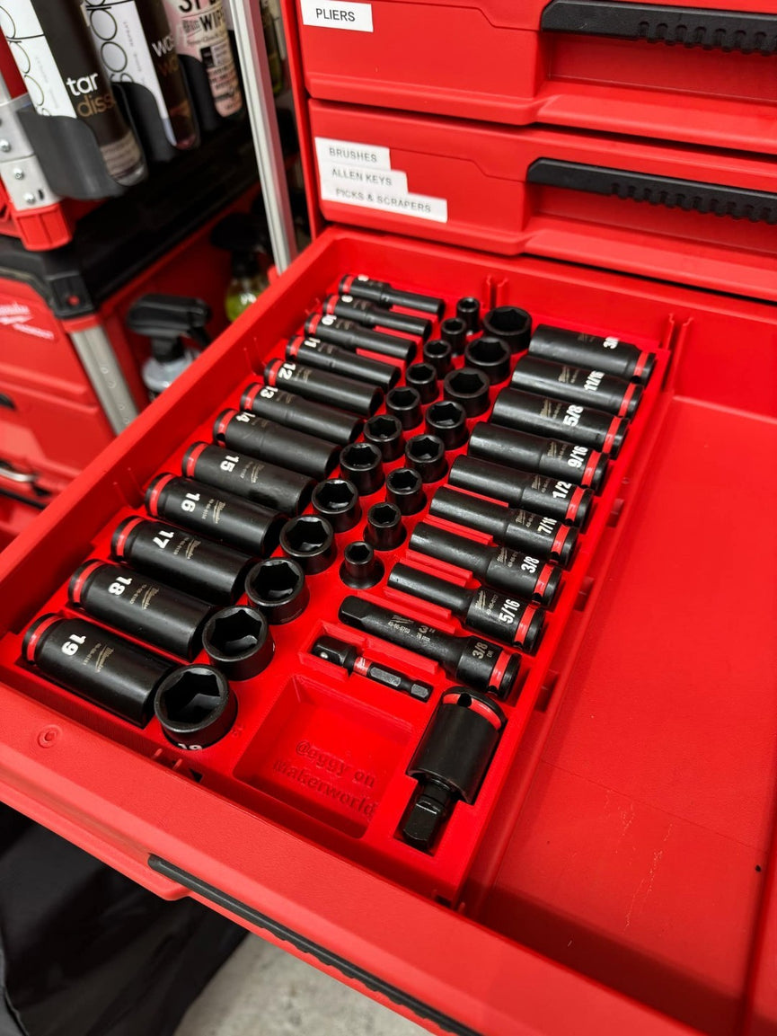 Milwaukee 43pc 3/8" Impact Sockets (49-66-7009) Insert | PACKOUT 4-Drawer Tool Box