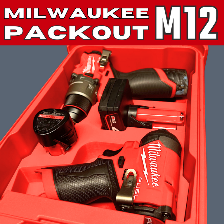 Milwaukee PACKOUT Insert – M12 Drill, Impact Driver & Battery Holder with Hidden AirTag (3D Printed)
