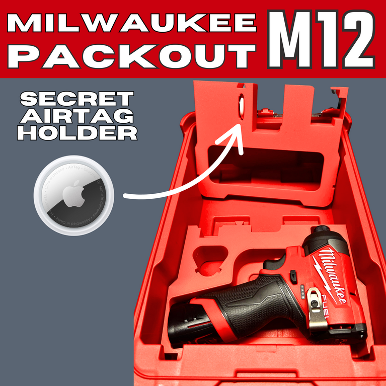 Milwaukee PACKOUT Insert – M12 Drill, Impact Driver & Battery Holder with Hidden AirTag (3D Printed)