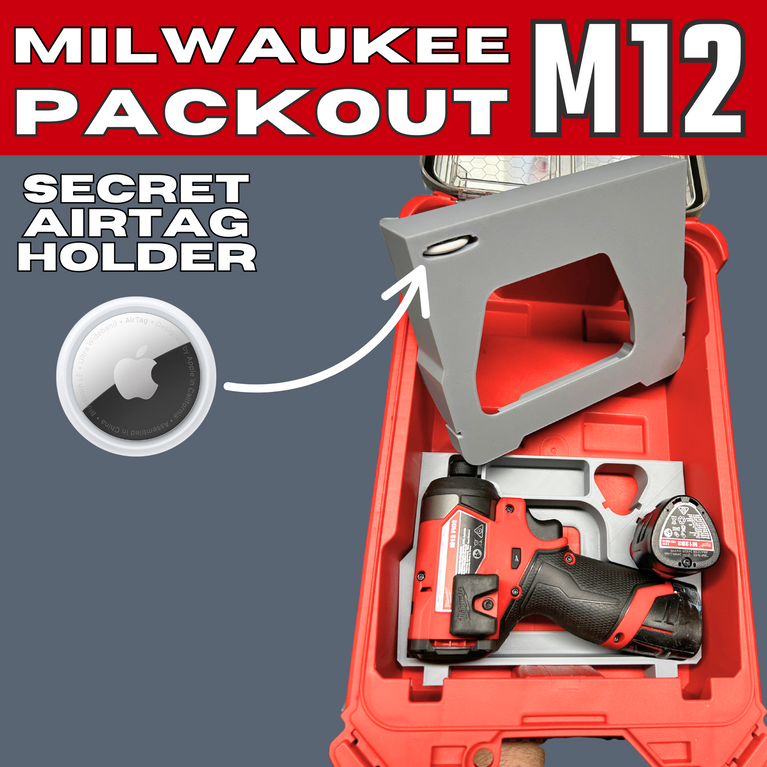 Milwaukee PACKOUT M12 Drill & Battery Organizer Insert with Hidden AirTag Holder (3D Printed)