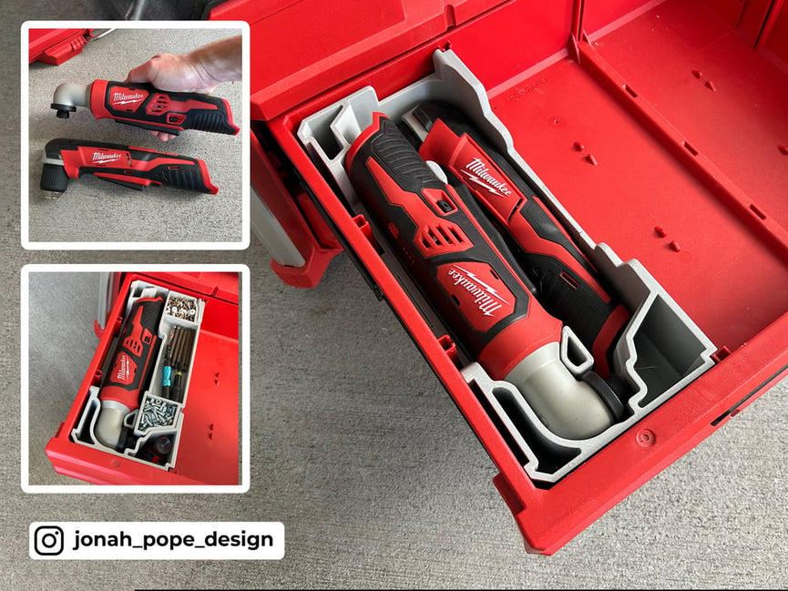 M12 Angle Drill and Impact Combo Middle | Fits Milwaukee PACKOUT Drawers 48-22-8443 Battery Holder