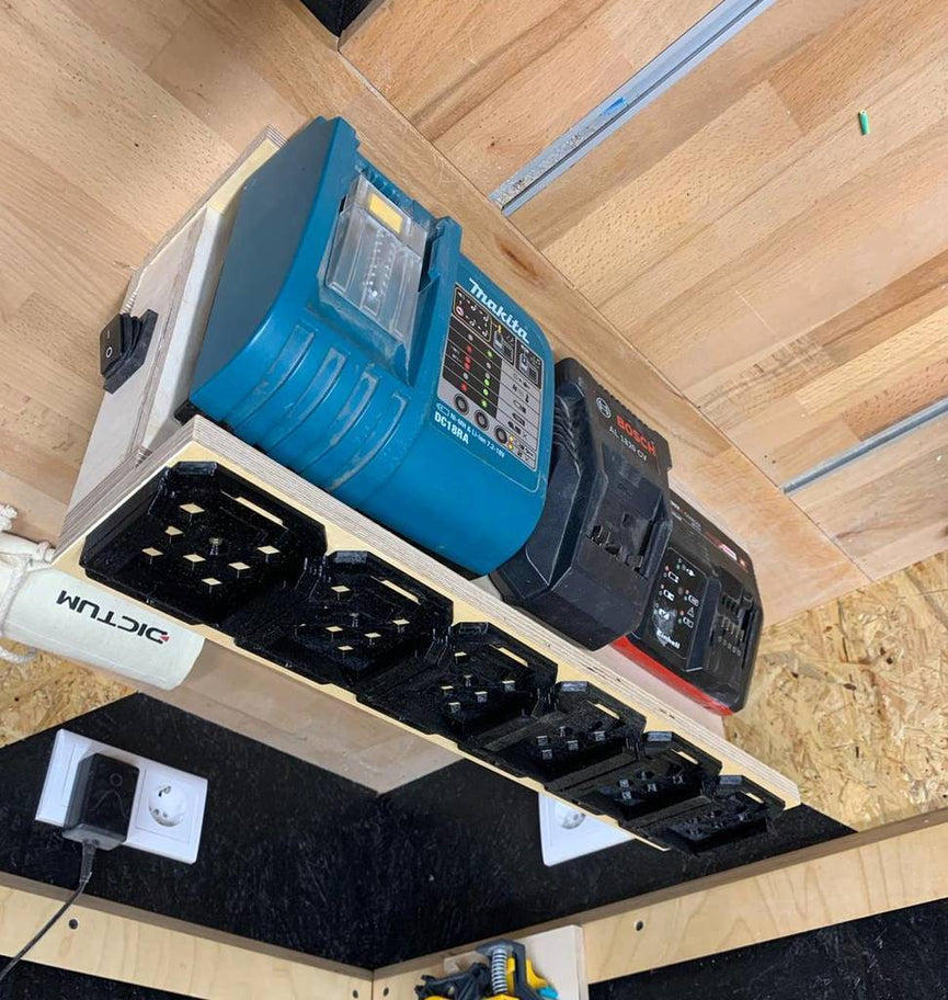 Makita & Bosch Professional 18V Triple Battery Wall Mount