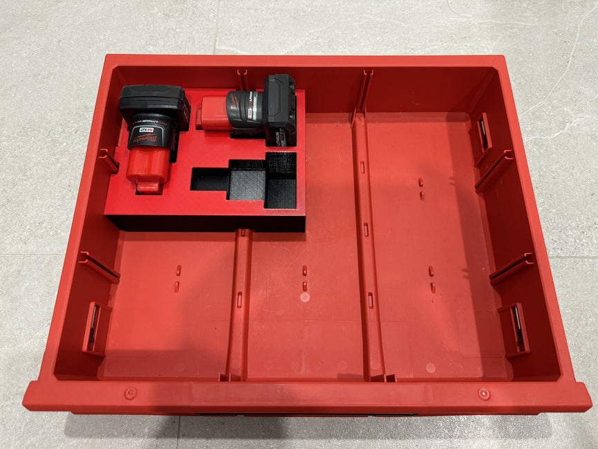 Milwaukee PACKOUT Insert Milwaukee M12 REDLITHIUM XC Batteries For PACKOUT 3 Drawer