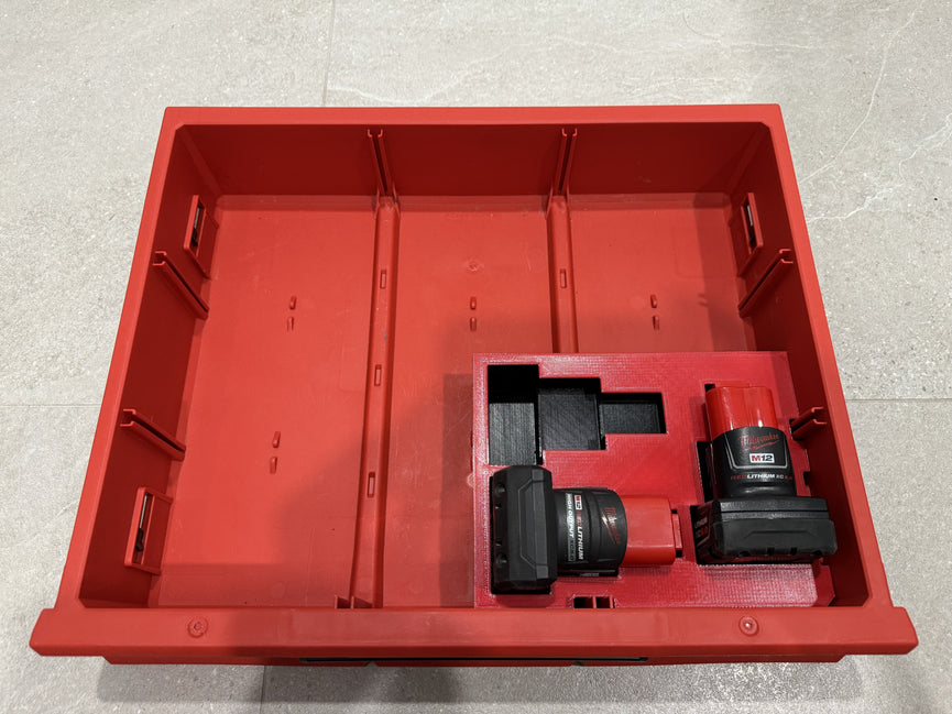 Milwaukee PACKOUT Insert Milwaukee M12 Redlithium Xc Batteries for PACKOUT 3 Drawer