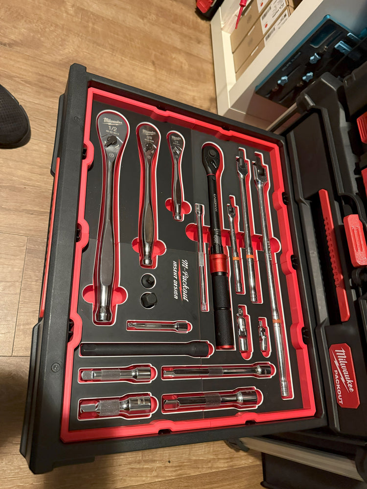 Milwaukee PACKOUT 4 Drawer Insert – Ratchets, Extensions & Torque Wrench Set Storage Insert | PAC...