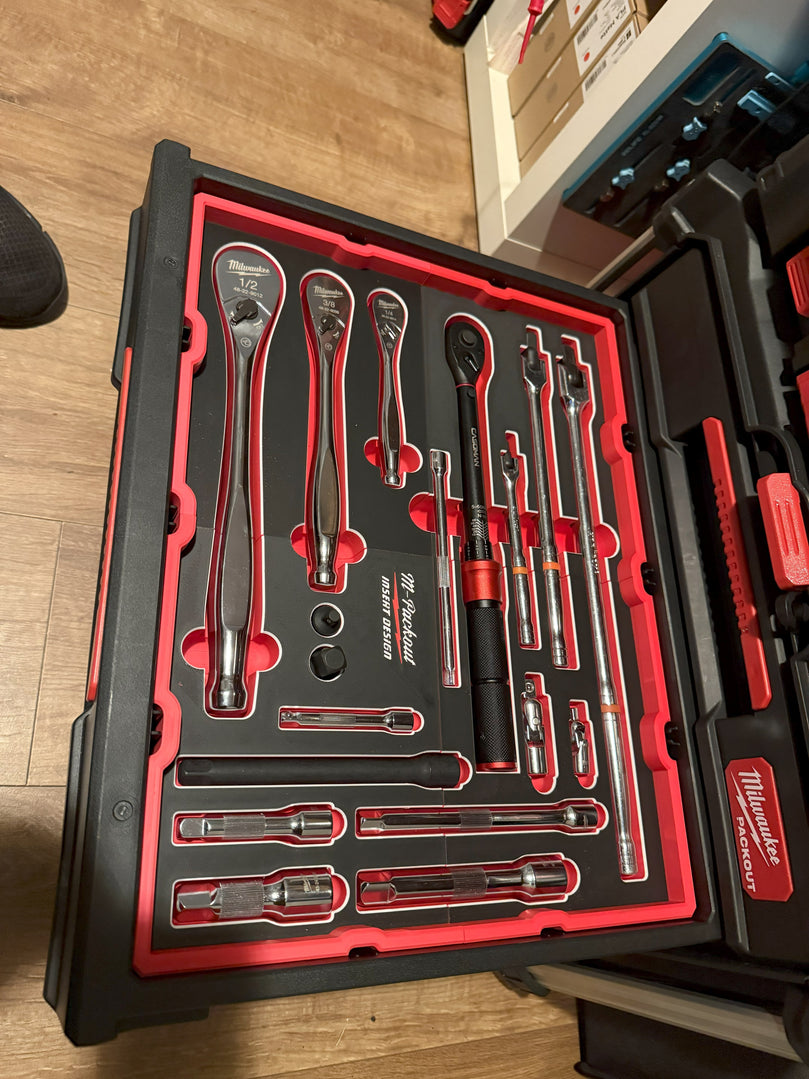Milwaukee PACKOUT 4 Drawer Insert – Ratchets, Extensions & Torque Wrench Set Storage Insert | PAC...