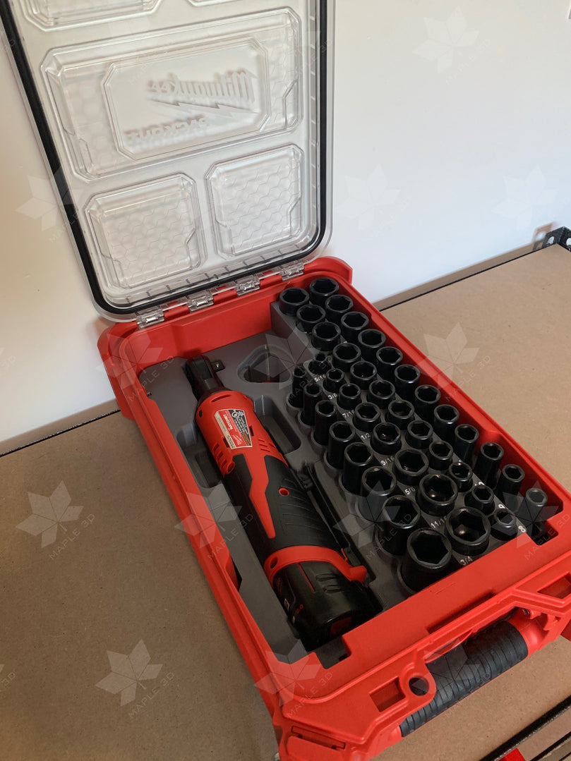 Milwaukee M12 Ratchet and 3/8 Impact Socket Set PACKOUT Insert