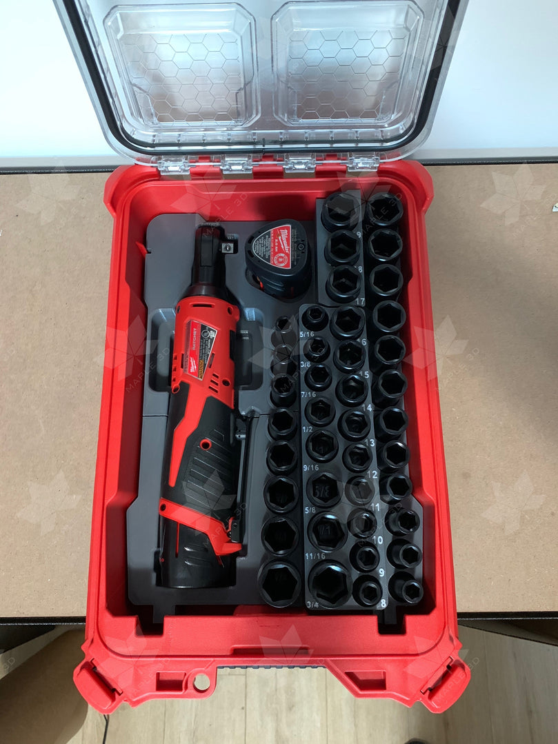 Milwaukee PACKOUT Organiser 48-22-8435 M12 Ratchet & 43-Piece Impact Socket Insert