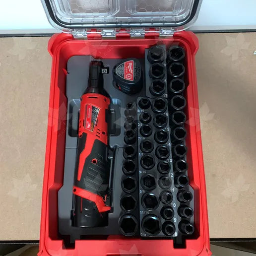 Milwaukee PACKOUT Organiser 48 - 22 - 8435 M12 Ratchet & 43 - Piece Impact Socket Insert