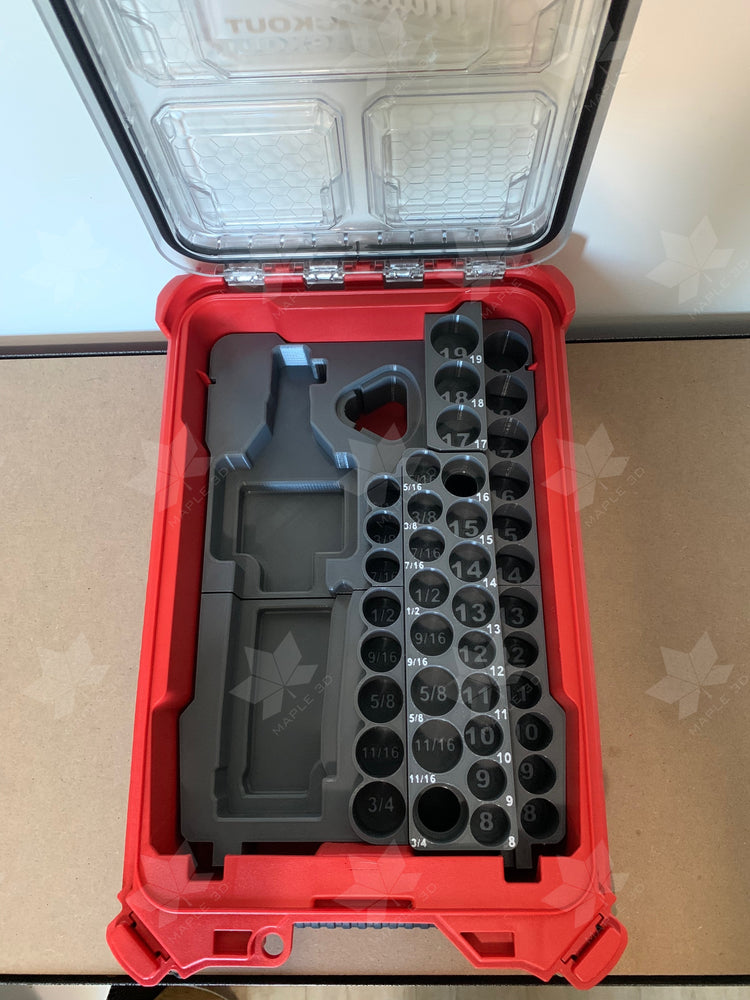 Milwaukee PACKOUT Organiser 48 - 22 - 8435 M12 Ratchet & 43 - Piece Impact Socket Insert